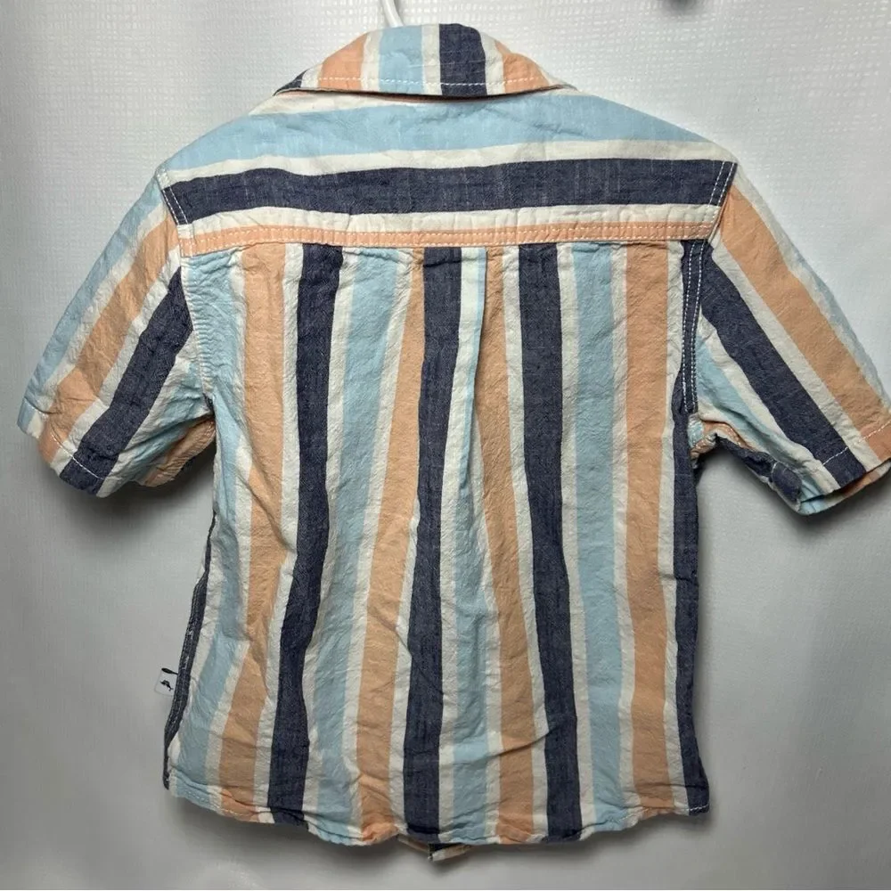 Tommy Bahama Boys Collared Button Down 100% Cotton Striped Shirt, Size Small 5/6